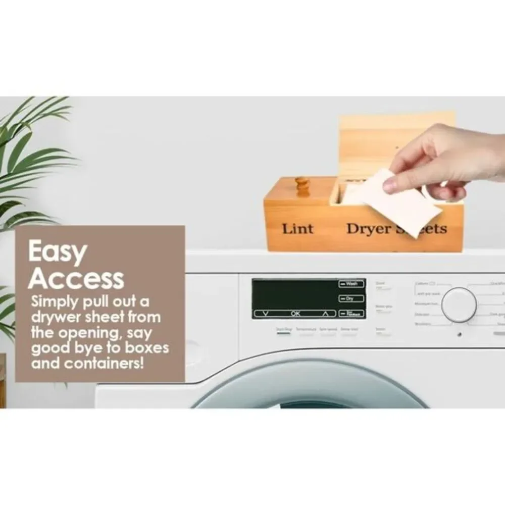 Kitchen + Kats Dryer Sheet Holder with Lid – Laundry Room Organizer w/ Lint Box